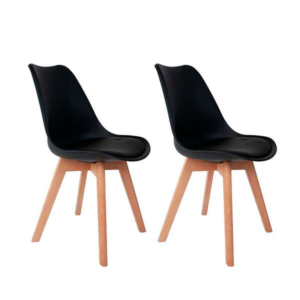 Conjunto Com 2 Cadeiras Saarinen Wood Preto