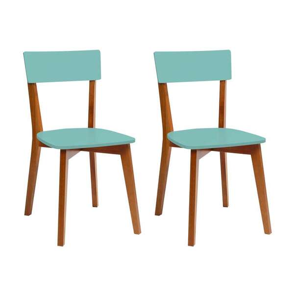 Conjunto Com 2 Cadeiras Tóquio Mel E Turquesa