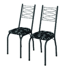 Conjunto Com 2 Cadeiras Tubular Isis Preto Craquelado Assento