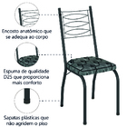 Conjunto Com 2 Cadeiras Tubular Isis Preto Fosco Assento Mosa