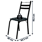 Conjunto Com 2 Cadeiras Tubular Itália Preto/floral Artefamol