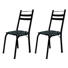 Conjunto Com 2 Cadeiras Tubular Itália Preto/floral Artefamol
