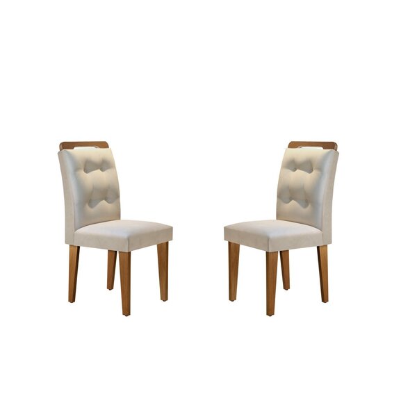 Conjunto Com 2 Cadeiras Valentina Veludo Creme/imbuia
