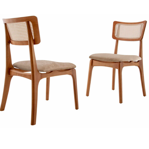 Conjunto Com 2 Cadeiras Viena Em Madeira Maciça Para Sala De