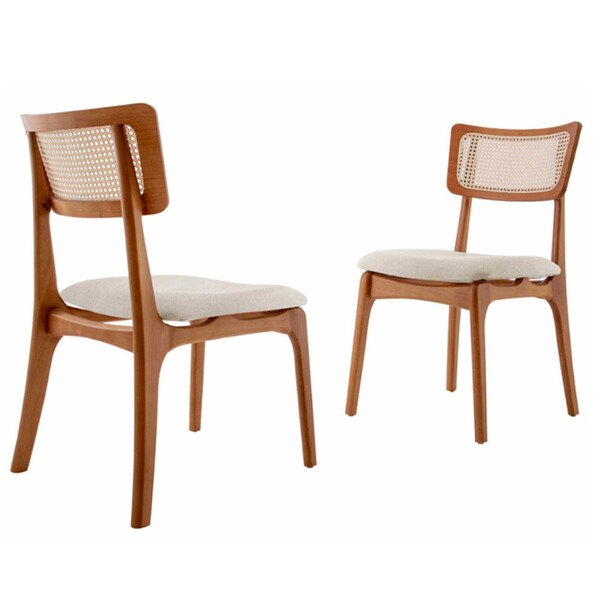 Conjunto Com 2 Cadeiras Viena Em Madeira Maciça Para Sala De