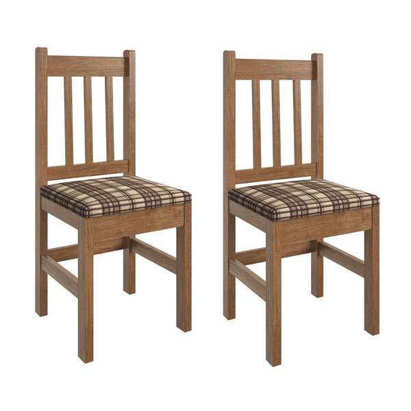 Conjunto Com 2 Cadeiras Wanda Canela E Xadrez Colorido