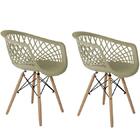 Conjunto Com 2 Cadeiras Web Fendi - Base Madeira Naturalê