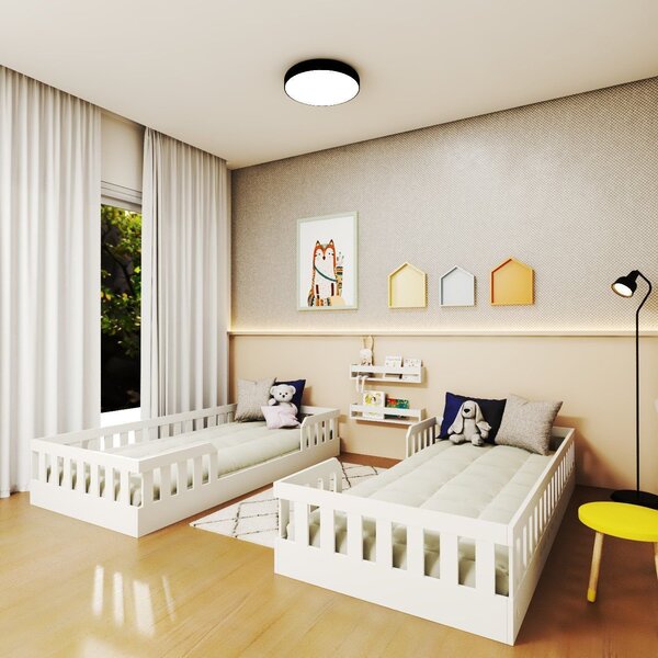 Conjunto Com 2 Camas Infantil Montessoriana Solteiro Cori Yes