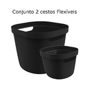 Conjunto Com 2 Cestos Flexíveis Pretos Caixas Organizador Ou