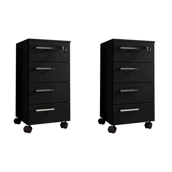 Conjunto Com 2 Gaveteiros Paris 8 Gv Preto