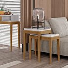 Conjunto Com 2 Mesas De Apoio Milão Finestra Off White/freijó