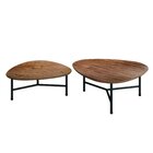 Conjunto Com 2 Mesas De Centro Folha Preto/madeira