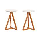 Conjunto Com 2 Mesas Laterais Classic Off White E Amêndoa