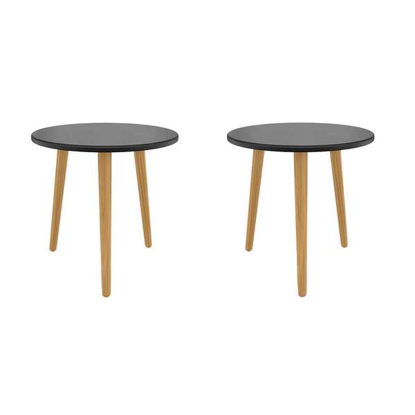 Conjunto Com 2 Mesas Laterais Copacabana Preto E Marrom 45 Cm