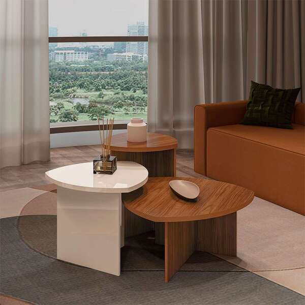 Conjunto Com 2 Mesas Laterais E 1 Mesa De Centro Delta Cedro