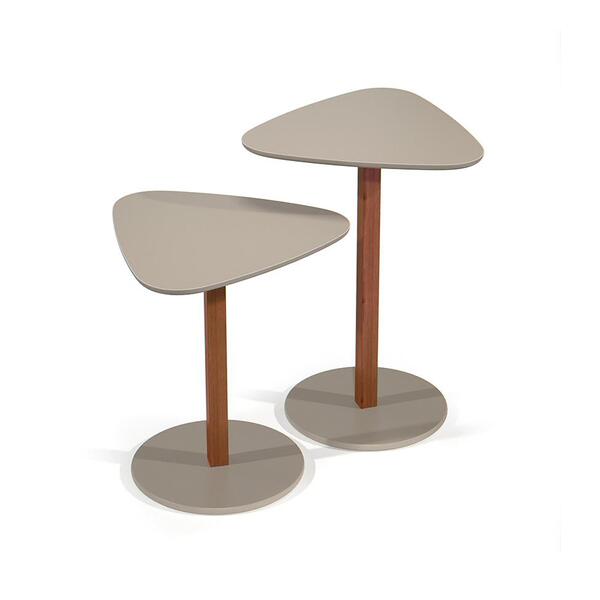 Conjunto Com 2 Mesas Laterais Paris Gianduia E Nature