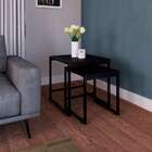 Conjunto Com 2 Mesas Laterais Wooden Ônix E Preto