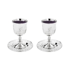 Conjunto Com 2 Peças Taça Zamac P/vinho C/prato Judaico 200ml