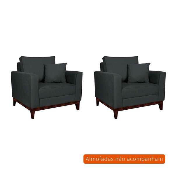 Conjunto Com 2 Poltronas Beny I Grafite