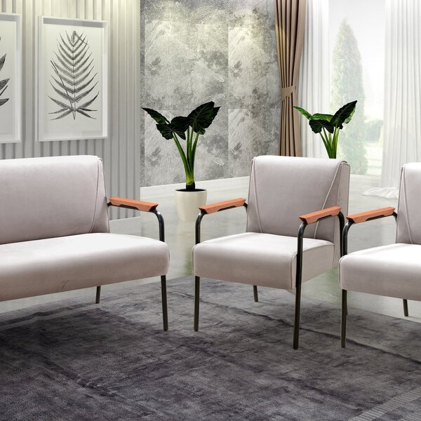 Conjunto Com 2 Poltronas E Namoradeira Decorativa Jade Sala D