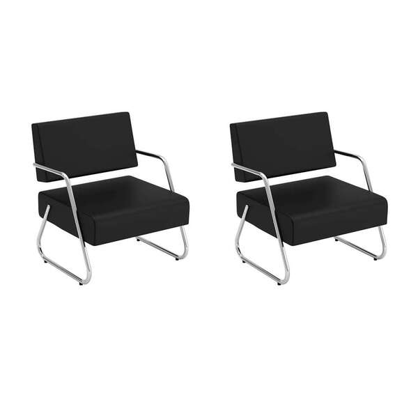 Conjunto Com 2 Poltronas Pi Vinil Búfalo Preto