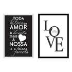 Conjunto Com 2 Quadros Decorativos História Preto E Branco