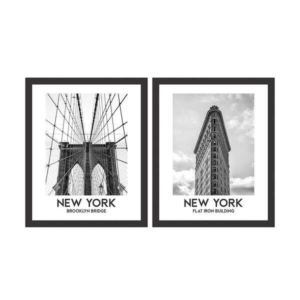 Conjunto Com 2 Quadros Decorativos Nyc Iii Preto E Branco