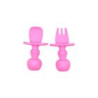 Conjunto Com 2 Talheres Infantil De Silicone 8cm Pink