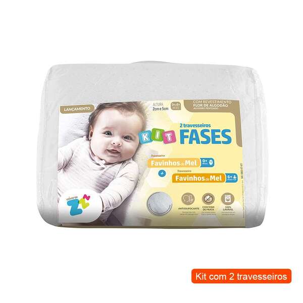 Conjunto Com 2 Travesseiros Favinhos De Mel Branco