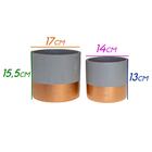 Conjunto Com 2 Vasos Em Cimento E Metal Cor Cobre St1662