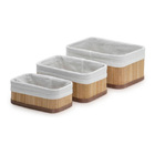 Conjunto Com 3 Cestos Multiuso Em Bambu Claro Forrado Mimo St