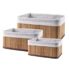 Conjunto Com 3 Cestos Multiuso Em Bambu Claro Forrado Mimo St