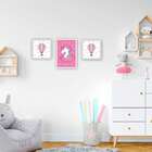 Conjunto Com 3 Quadros Decorativos Balão Rosa E Branco