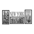 Conjunto Com 3 Quadros Decorativos E 1 Adesivo Ny Preto