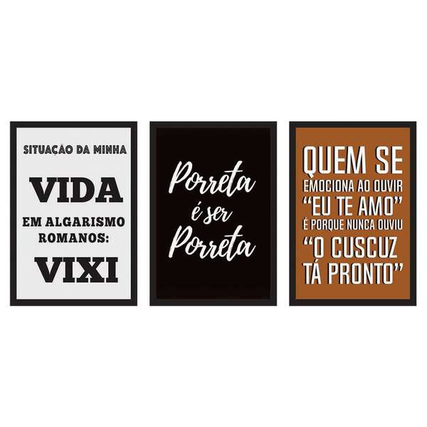 Conjunto Com 3 Quadros Decorativos Vida Colorido