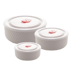 Conjunto Com 3 Refratários De Porcelana New Bone C/tampa De P