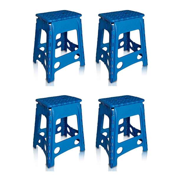 Conjunto Com 4 Bancos Plásticos Hool Dobráveis Azul