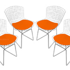 Conjunto Com 4 Cadeiras Bertoia Cromada Com Assento - Várias
