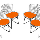 Conjunto Com 4 Cadeiras Bertoia Preta Fosca Com Assento - Vár