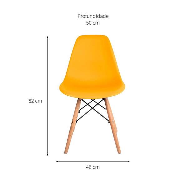Conjunto Com 4 Cadeiras Charles Eames Amarelo