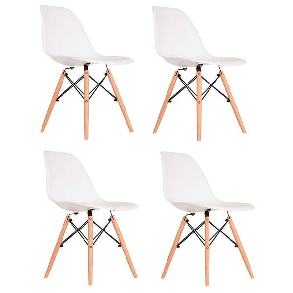 Conjunto Com 4 Cadeiras Charles Eames Branco