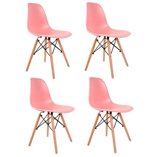 Conjunto Com 4 Cadeiras Charles Eames Rosa