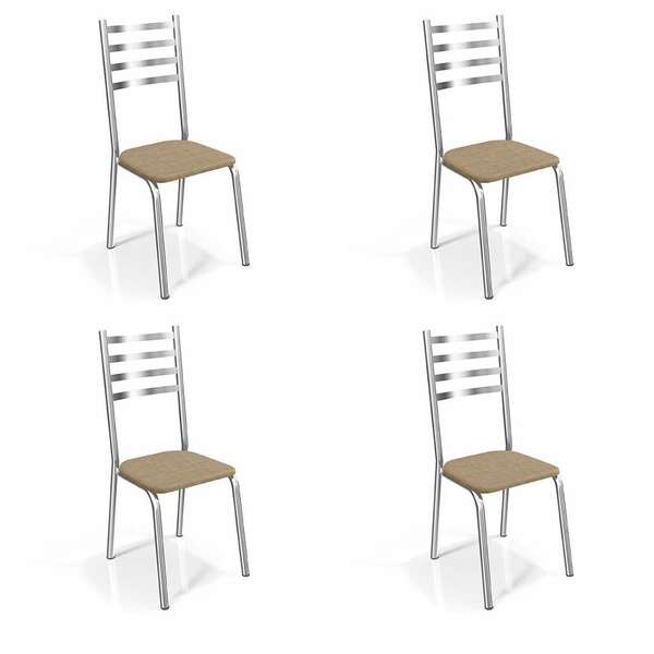 Conjunto Com 4 Cadeiras De Cozinha Alemanha Cromado E Capucci