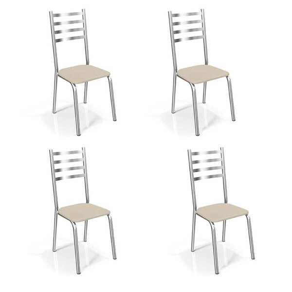 Conjunto Com 4 Cadeiras De Cozinha Alemanha Cromado E Nude