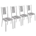 Conjunto Com 4 Cadeiras De Cozinha Lisboa Cromado E Branco