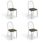 Conjunto Com 4 Cadeiras De Cozinha Noruega Cromado E Marrom
