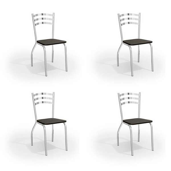 Conjunto Com 4 Cadeiras De Cozinha Portugal Cromado E Preto