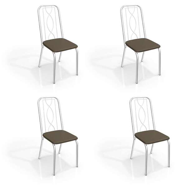 Conjunto Com 4 Cadeiras De Cozinha Viena Cromado E Marrom