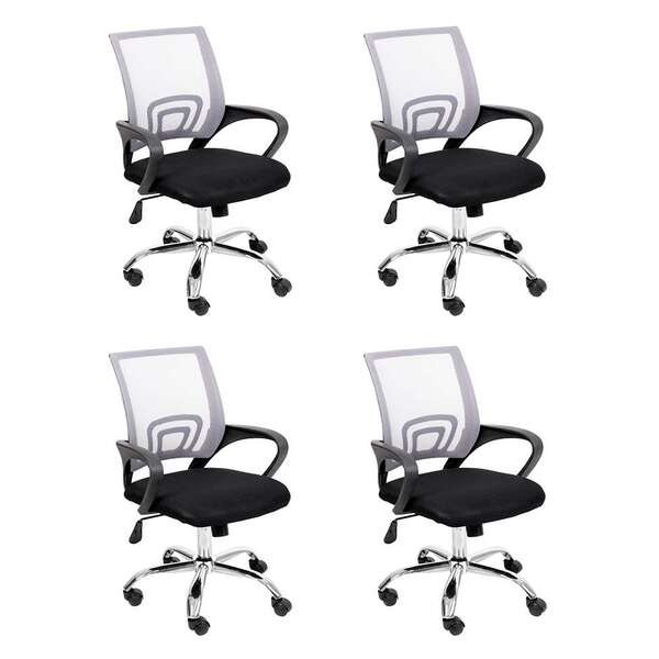 Conjunto Com 4 Cadeiras De Escritório Secretária Giratórias J