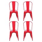 Conjunto Com 4 Cadeiras De Ferro Tolix Vermelha